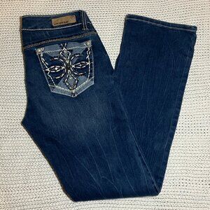 Unionbay Women’s Jeans Size 5 Skinny Boot Denim Blue Mid Rise Embellished Pocket